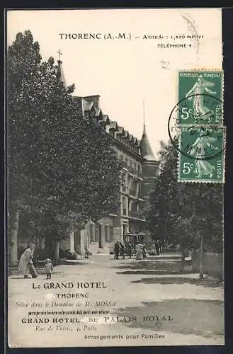 AK Thorenc, Le Grand Hôtel entouré d`arbres et de visiteurs élégants