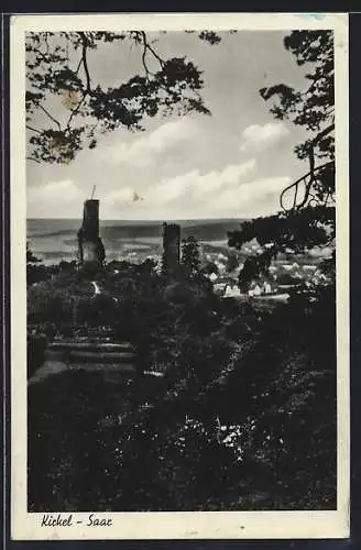 AK Kirkel, Blick auf den Ort mit Burgruine