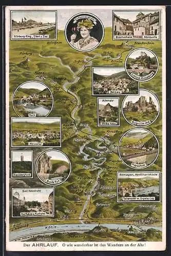 AK Ahrweiler /Ahr, Teilansicht, Nürburg-Ring Start und Ziel, Schloss Kreuzberg