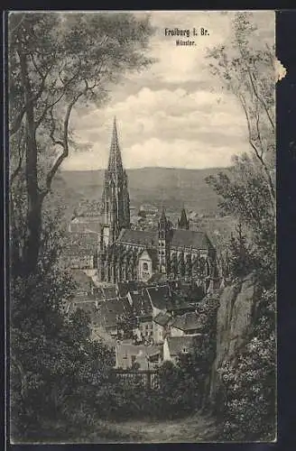 AK Freiburg i. Br., Teilansicht mit Münster