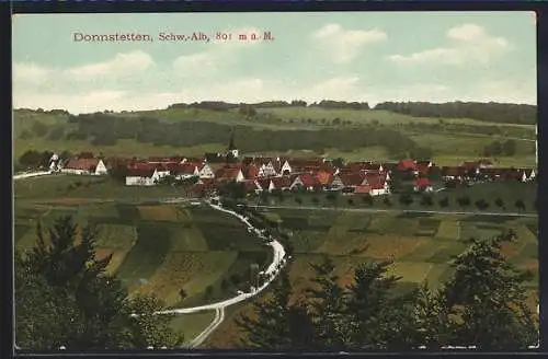 AK Donnstetten /Schw.-Alb, Teilansicht mit Strassenpartie