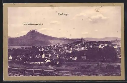 AK Hechingen, Teilansicht mit Burg Hohenzollern