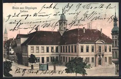 AK Göppingen, Rathaus mit Strassenpartie