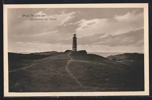 AK Hiddensoe, Leuchtturm mit Dünen