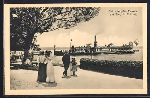 AK Tutzing, Salondampfer Bavaria am Steg am Starnberger See