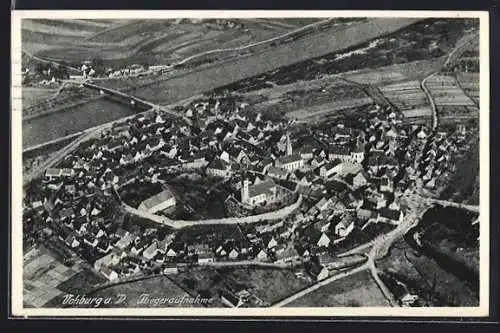 AK Vohburg a. D, Teilansicht mit Strassenpartie, Fliegeraufnahme