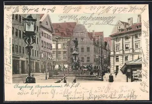AK Augsburg, Augustusbrunnen in der Ludwigsplatz-Strasse