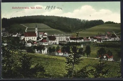 AK Schönwald /Bad. Schw., Teilansicht mit Kirche