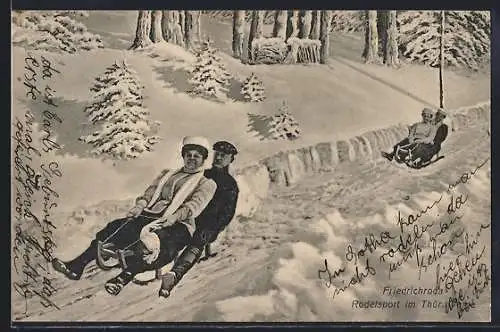 AK Friedrichroda, Rodelsport im Thür. Wald im Winter