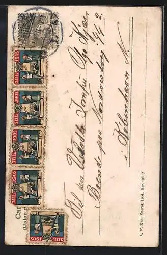 AK Zwei Liebespaare auf Schlitten bei Mondschein