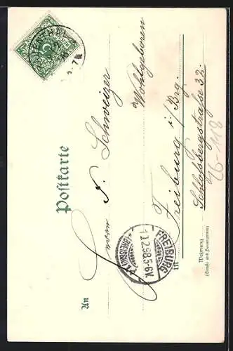 Künstler-Lithographie Erich Kleinhempel: Postlagernd! Du ahnst es nicht!, Fräulein bei der Post