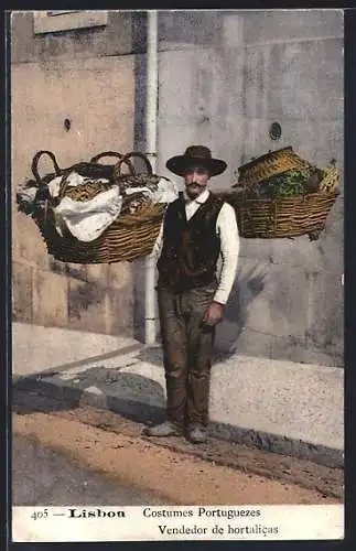 AK Lisboa, Costumes Portuguezes, Vendedor de hortalicas, Portugiesischer Gemüseverkäufer