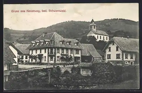 AK Neuenweg, Teilansicht mit Kirche