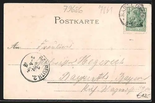 Lithographie Hasel, Gasthaus zur Erdmannshöhle, Bachhöhle, Eingang zur Höhle