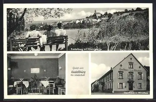 AK Kadelburg /Krs. Waldshut, Gasthaus z. Hirschen, Rheinpartie