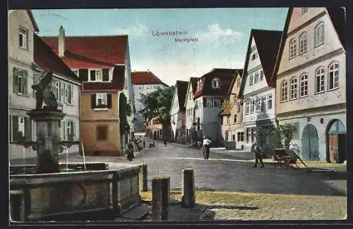 AK Löwenstein / Württ., Menschen auf dem Marktplatz