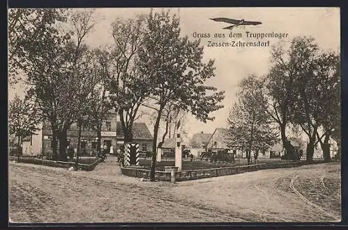AK Zossen-Zehrensdorf, Truppenübungsplatz, Truppenlager, Flugzeug
