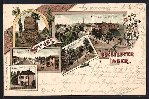 Lithographie Lockstedter Lager, Sörensen`s Hôtel, Officierscasino, Hauptwache