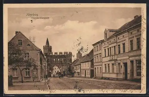 AK Jüterbog, Damm-Vorstadt mit Tor