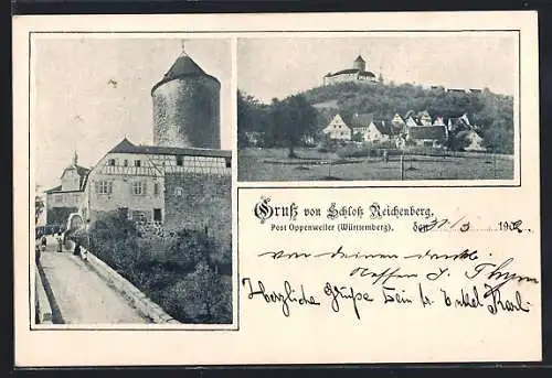 AK Reichenberg /Oppenweiler, Ortsansicht mit Schloss