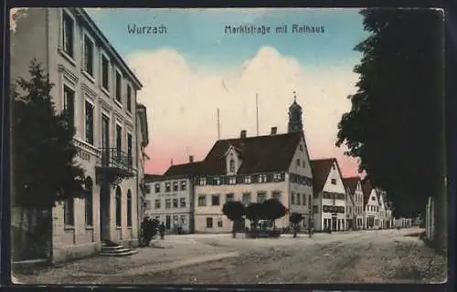 AK Wurzach, Marktstrasse mit Rathaus