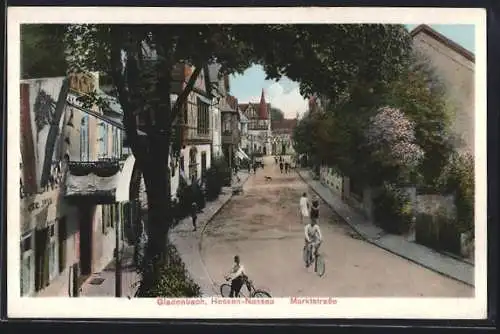 AK Gladenbach /Hessen-Nassau, Marktstrasse mit Radfahrern