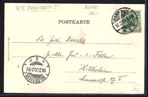 Passepartout-Lithographie Hannover, Das Neue Haus mit Jugendstilrahmen