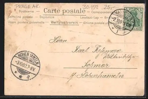 Lithographie Hannover, Partie an der Leine, Blume, Passepartout