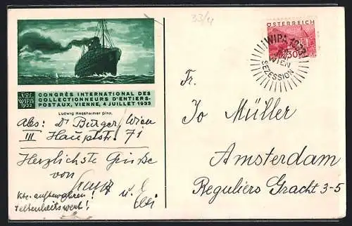 Künstler-AK Wien, Congrès Internationl des Collectionneurs D`Entiers-Postaux 1933