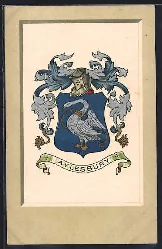 Künstler-AK Aylesbury, Wappen, Schwan mit Krone und Helm