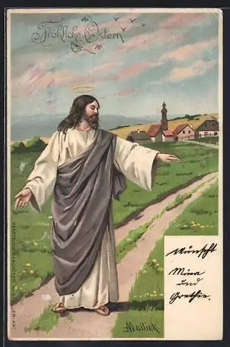 Künstler-AK Alfred Mailick: Ostern, Der Herr auf einem Feldweg