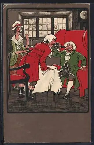 Künstler-AK sign. Boetius: Älterer Mann mit einem Hörgerät