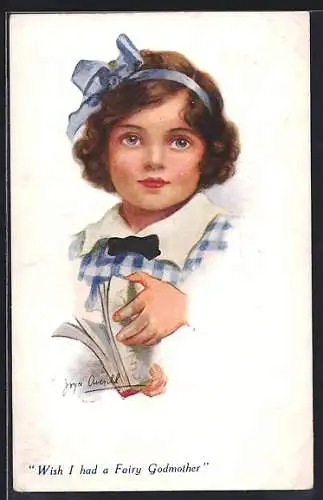 Künstler-AK sign. Joya Overill: Junge Frau mit einem Buch
