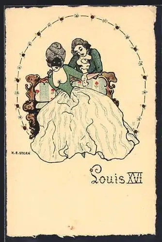 Künstler-AK sign. H. E. Stern: Louis XVI und Frau mit Maske