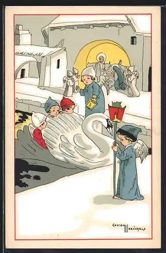 Künstler-AK sign. Gaston Marchaux: Geburt Christi