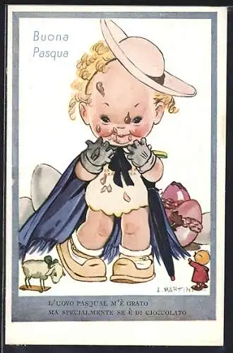 Künstler-AK sign. F. Spotti: Mädchen mit Osterküken, Ostergruss