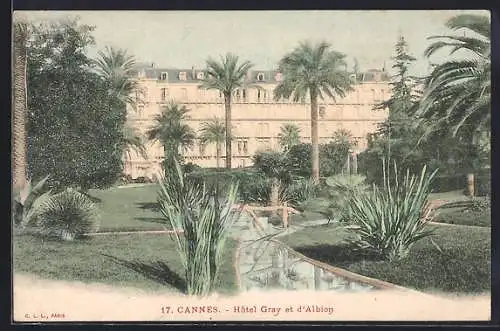 AK Cannes, Hôtel Gray et d`Albion entouré de jardins luxuriants