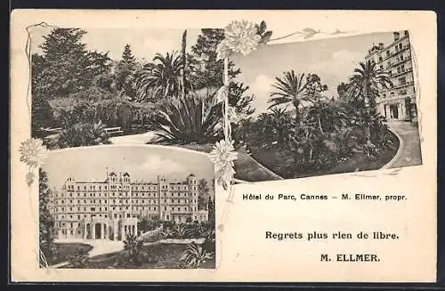 AK Cannes, Hôtel du Parc et jardins luxuriants