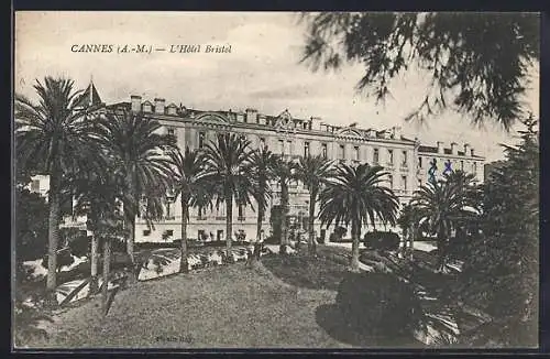 AK Cannes, L`Hôtel Bristol et les palmiers majestueux