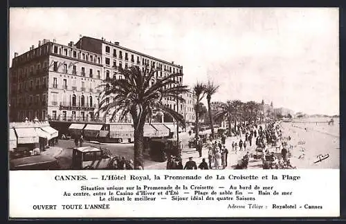 AK Cannes, L`Hôtel Royal, la Promenade de La Croisette et la Plage