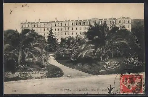 AK Cannes, L`Hôtel du Prince de Galles et ses jardins verdoyants