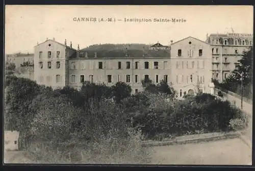 AK Cannes, Institution Sainte-Marie et Hôtel en arrière-plan
