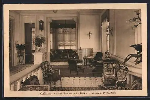 AK Cannes, Hôtel Beaulieu, Le Hall, ascenseur, propriétaire