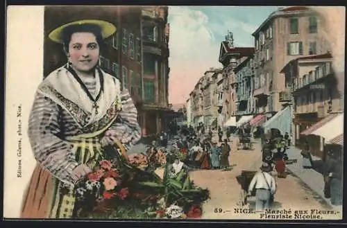 AK Nice, Marché aux Fleurs, Fleuriste Nicoise