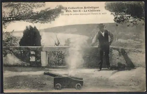 AK Nice, Le Château: Le coup de canon annoncant l`heure de midi