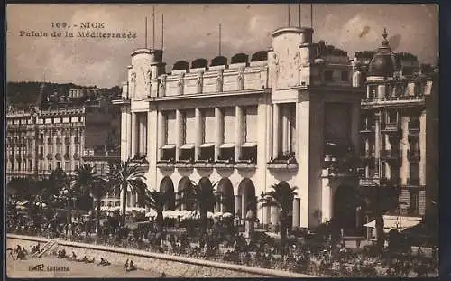 AK Nice, Palais de la Méditerranée vue de la promenade animée