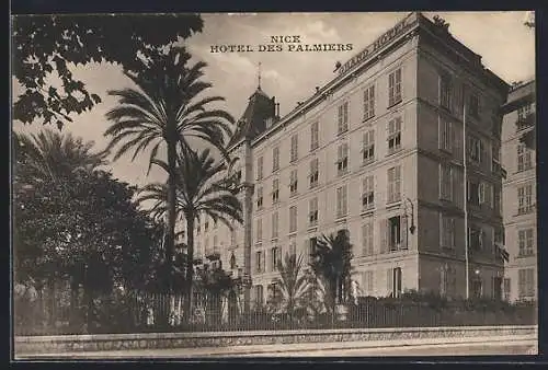 AK Nice, Hôtel des Palmiers et palmiers majestueux