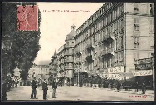 AK Nice, L`Avenue Thiers avec bars et passants