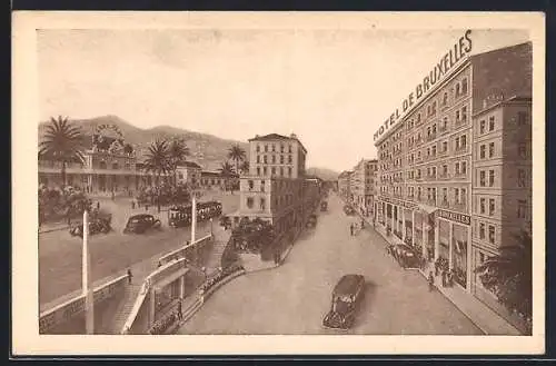 AK Nice, Vue de l`Hôtel de Bruxelles et de la rue animée avec voitures