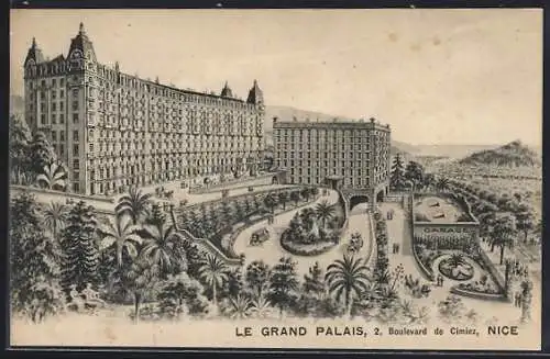AK Nice, Le Grand Palais, Boulevard de Cimiez, avec jardins et garage